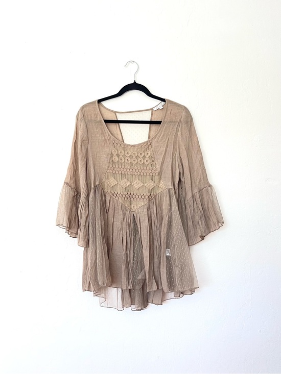 Rebellion Tops - Rebellion Boho Ruffle Crochet Peasant Top